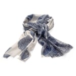 Women’s Scarf with Circle Pattern Made of Cotton White-Blue
