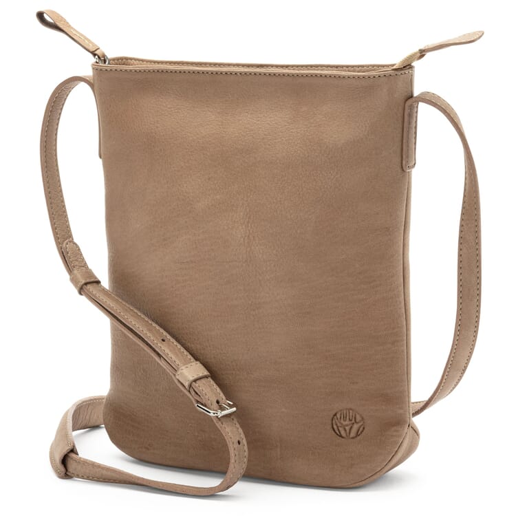 Sac à bandoulière pour femme en cuir de vache, Taupe