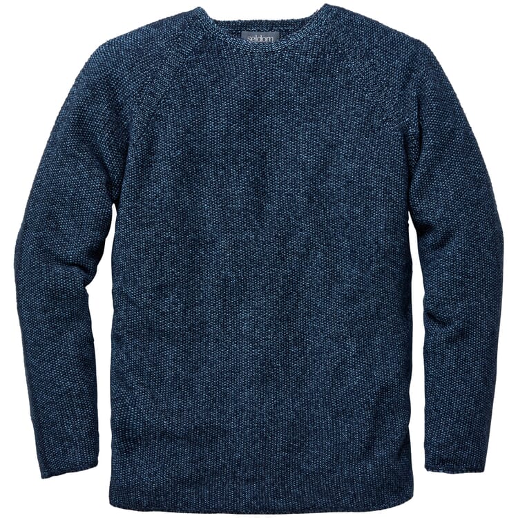 Men sweater rice grain look, Blue melange