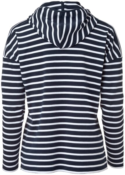 Ladies hoodie striped Navy-White