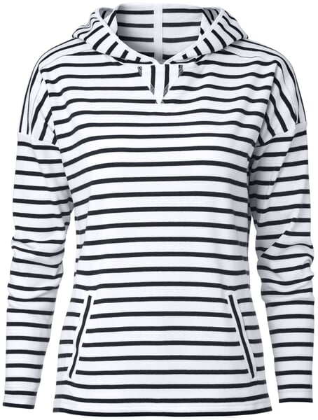 Gestreepte dameshoodie Wit-marineblauw