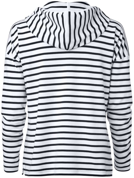 Stribet hoodie til kvinder Hvid-marineblå