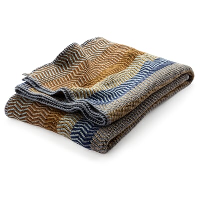 Lambswool blanket natural tones Fri, Blue-Brown | Manufactum