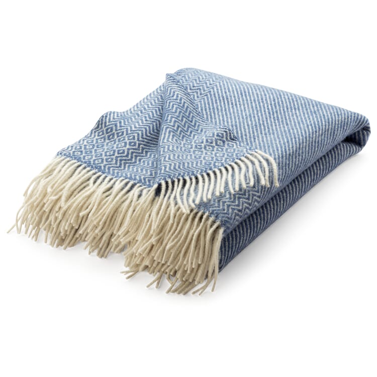 Coperta in lana d'agnello a righe zigzag Kattefot, Blu lavanda