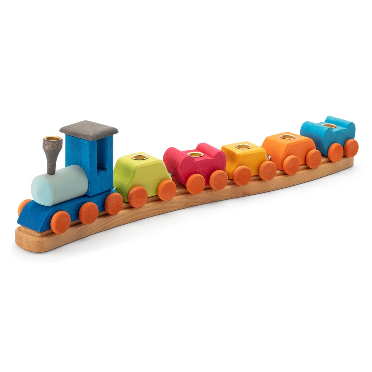 Birthday Decoration Candle Holder Train Made of Lime Wood Manufactum