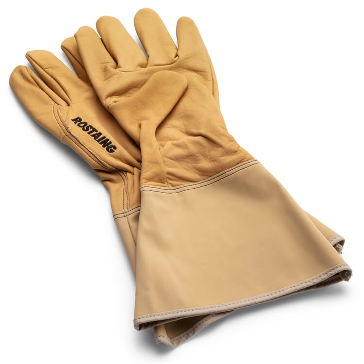 Leather Gauntlet Gloves for Gardening, Yellow
