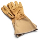 Tuinhandschoen leer lange manchet Geel