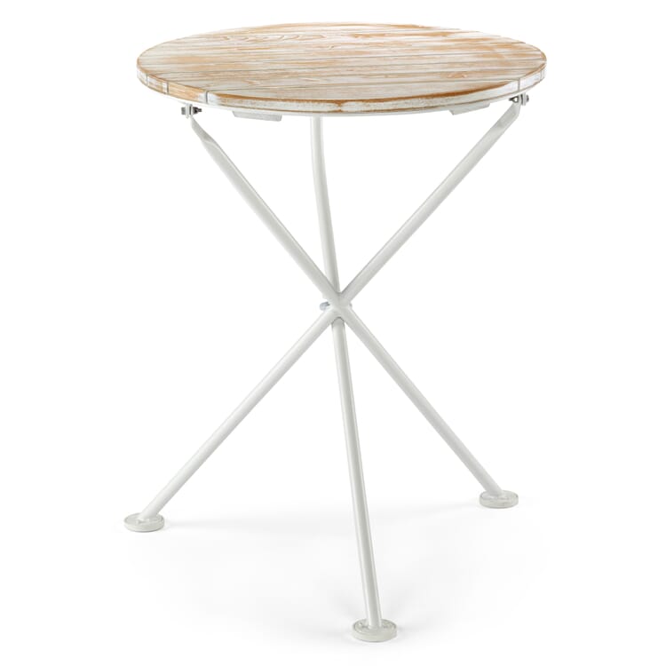 Folding Balcony Table with Wooden Top, White