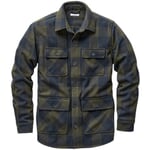 Men shirt jacket plaid Green-Blue