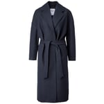 Dames Wollen Jas Stropdas Riem Donkerblauw