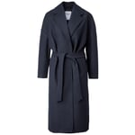 Ladies Wool Coat Tie Belt Dark blue
