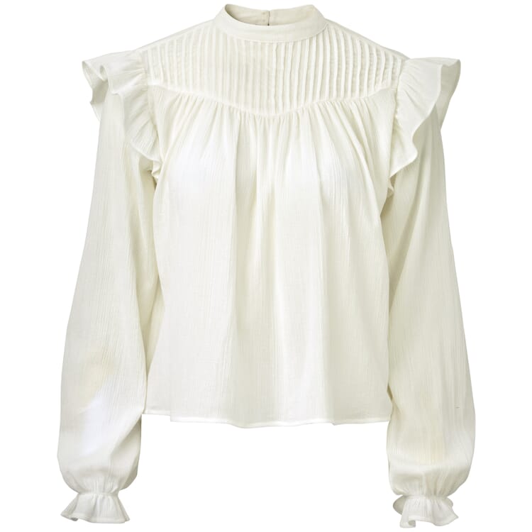 Dames blouse met ruches, Wit
