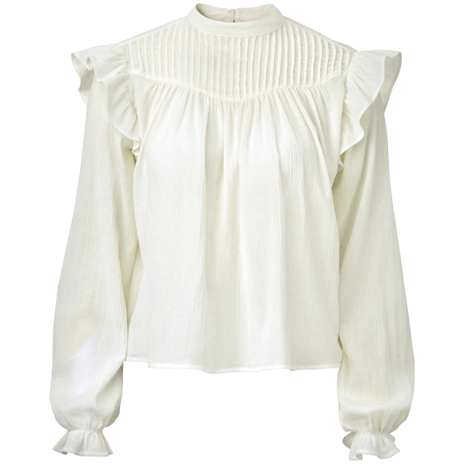 Pleated blouse with ruffles - Women