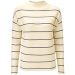 Ladies knitted sweater striped Cream-Black