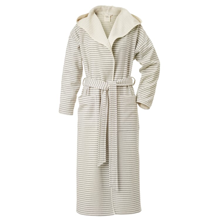 Accappatoio unisex a righe sottili, Beige-bianco