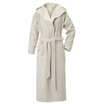 Unisex bathrobe fine striped Beige-White