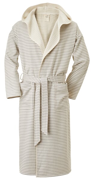 Unisex badjas fijn gestreept Beige-wit