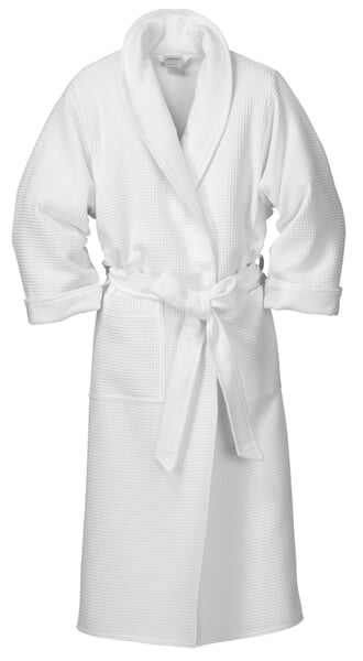 Bademantel Waffelpiqué und Frottier Unisex Weiß