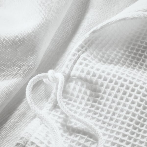 Badjas Wafel Piqué en Terry Unisex Wit, close-up
