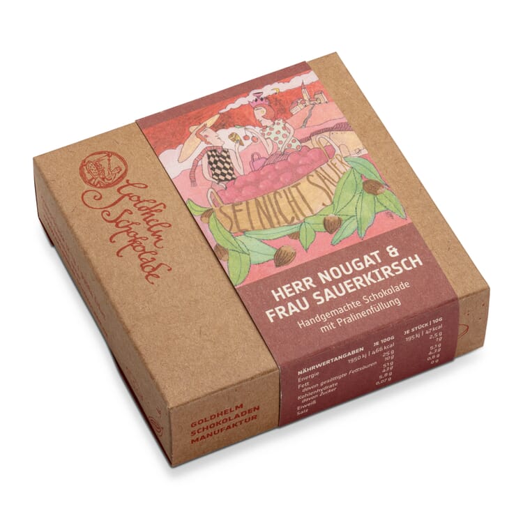 Chocolat à la ganache « Monsieur Nougat et Madame Cerise acide »