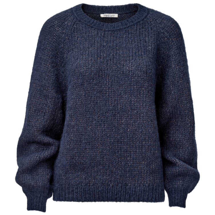 Ladies knitted sweater, Blue Orange