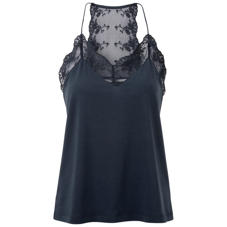 Ladies top with lace, Night blue
