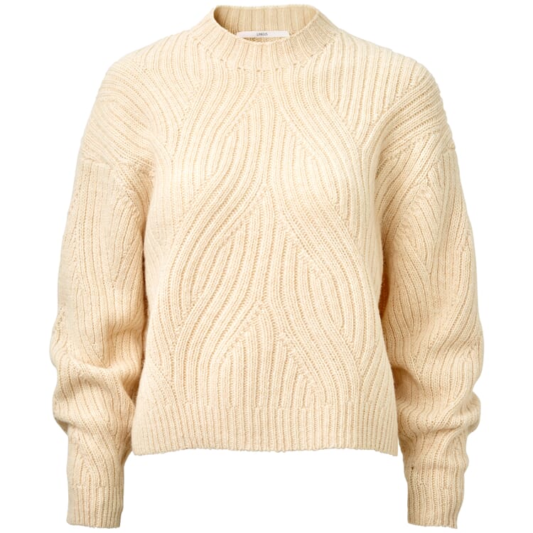 Ladies sweater cable stitch, Creamy melange