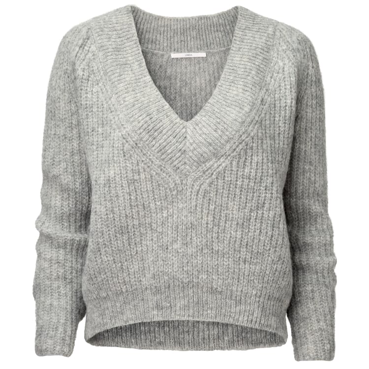 Ladies' sweater V-neck, Greymelange