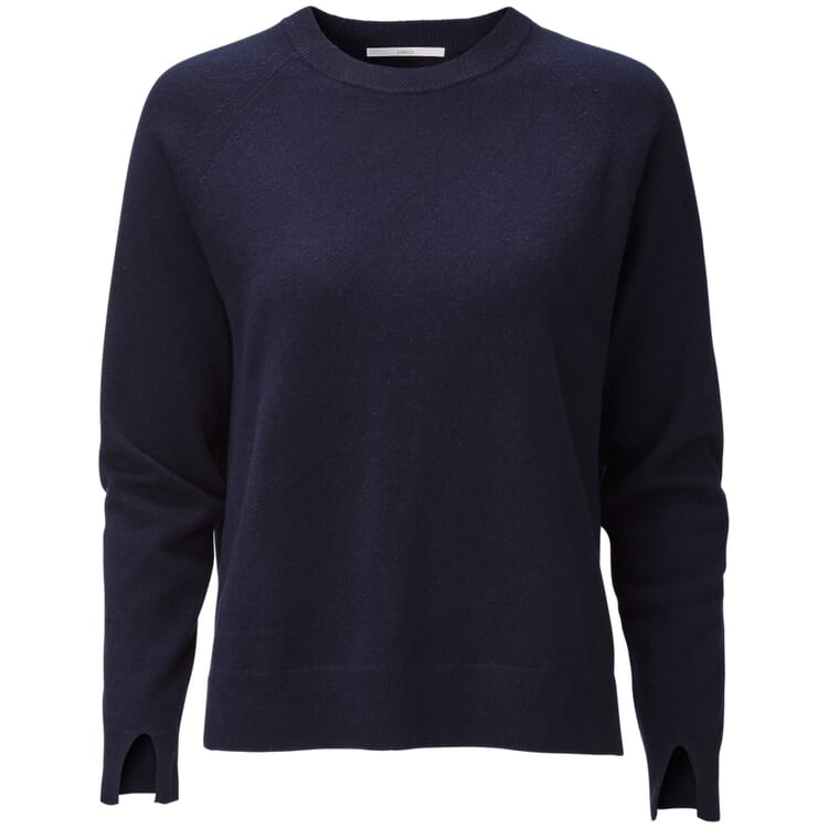 Ladies' round neck sweater cashmere, Dark blue