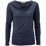 Damen-Wasserfallshirt Wolle-Seide Blau