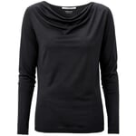 Damen-Wasserfallshirt Wolle-Seide Schwarz