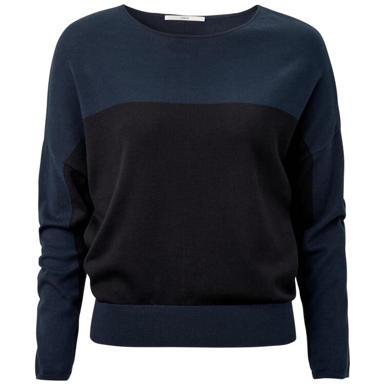 Ladies' sweater block stripes, Blue-Black