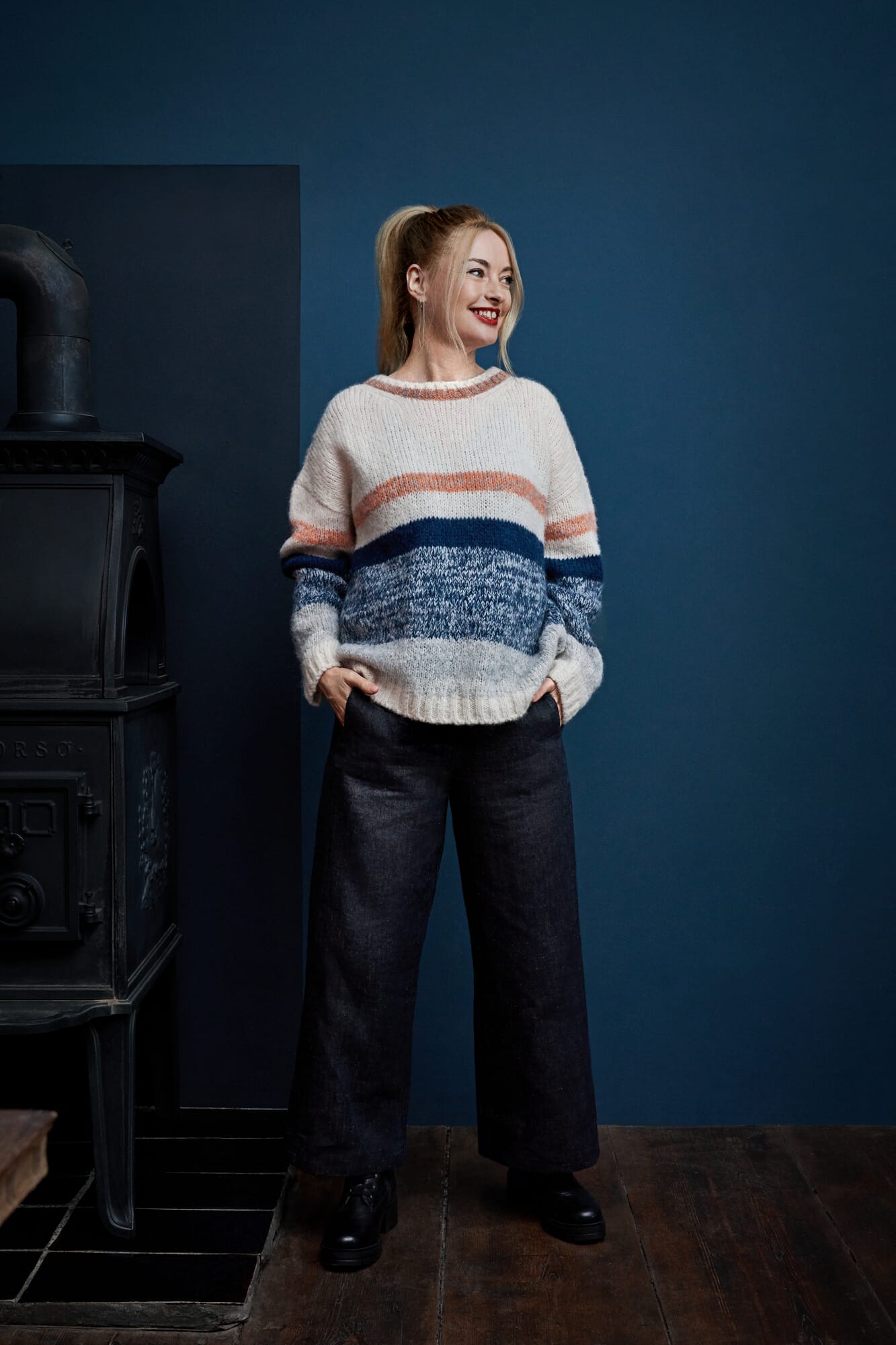 blauw gestreepte trui