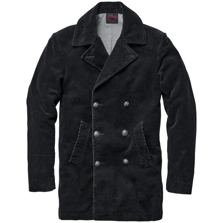 Veste de caban pour homme en velours côtelé, Noir