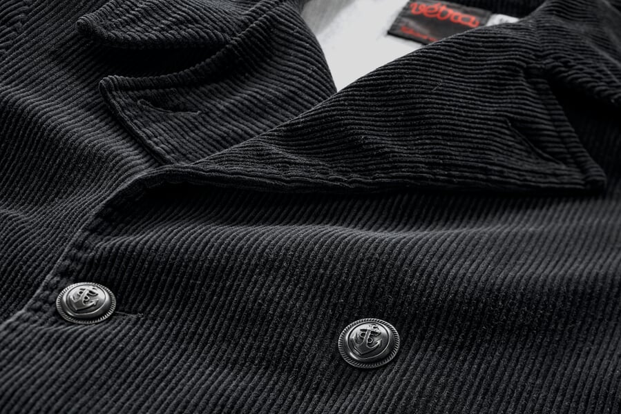 Herren-Kabanjacke Cord Schwarz, Detailsicht