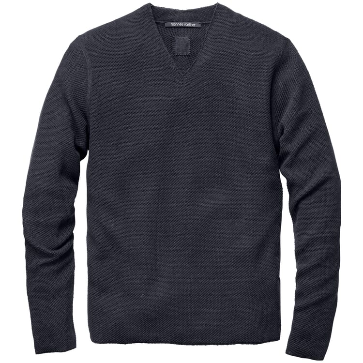 Men's knitted sweater, Blue-black