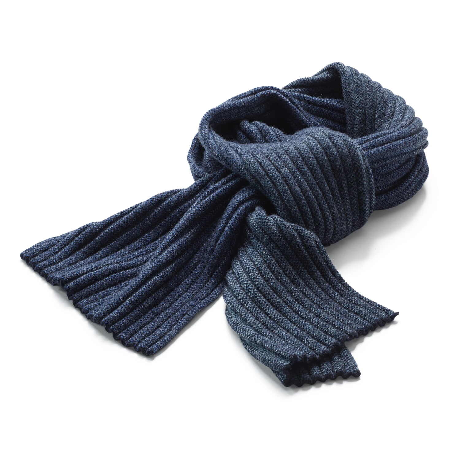 Men ribbed scarf, Medium blue