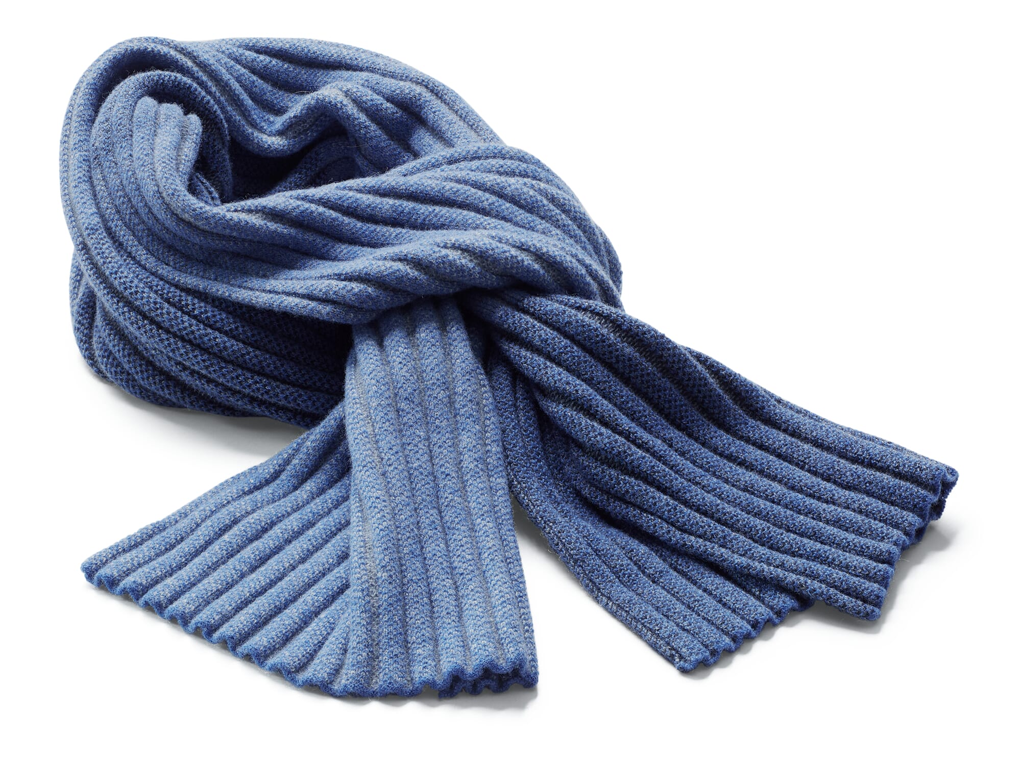 Men ribbed scarf, Medium blue