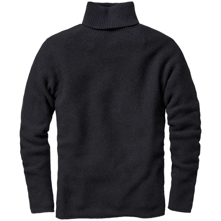 Mens turtleneck sweater, Black-blue