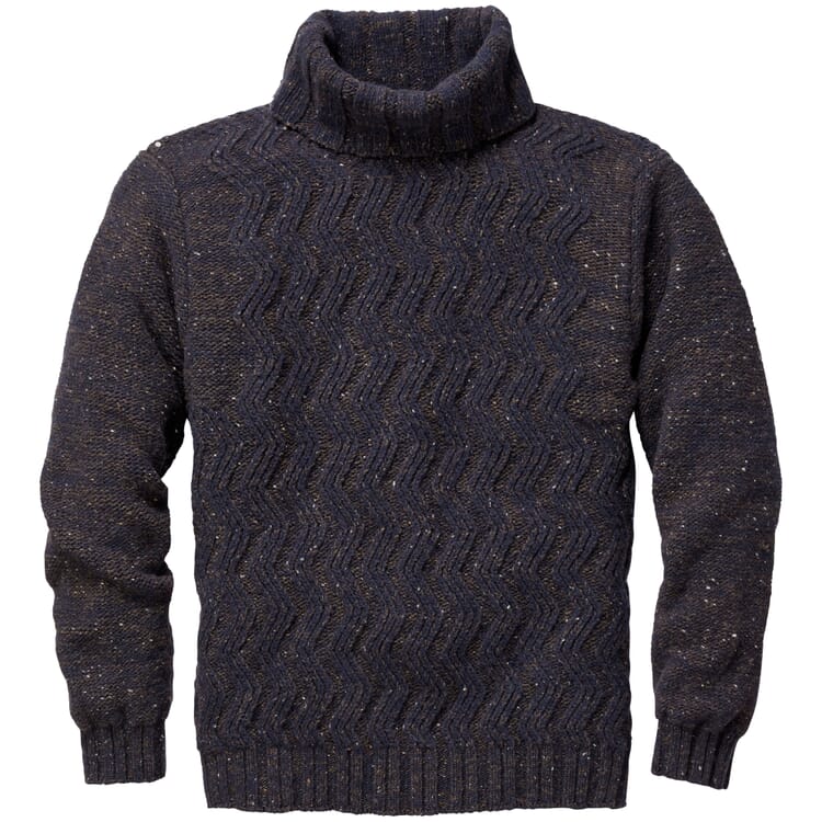Mens turtleneck sweater, Blue-Brown