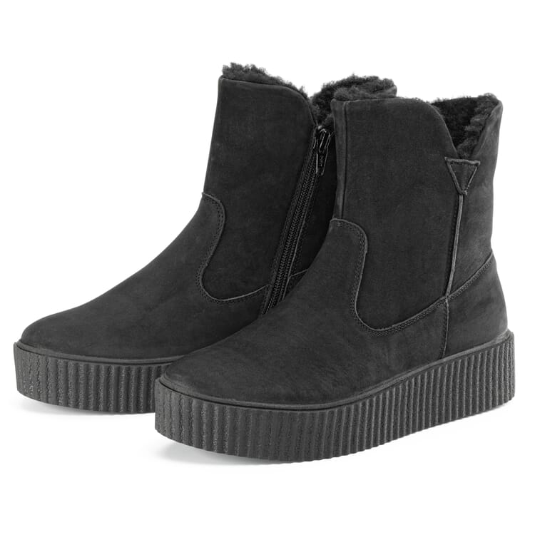 Botas de nubuck para mujer con forro, Negro