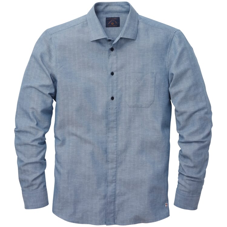 Men's herringbone shirt, Mid Blue