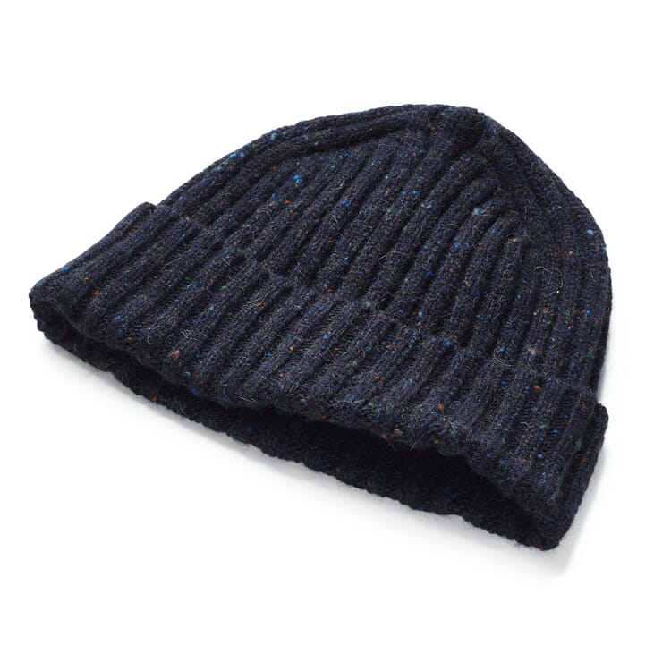 Men's knitted hat camel hair, Blue melange