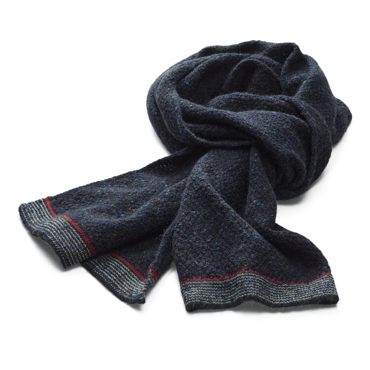 Men knitted scarf camel hair, Blue melange
