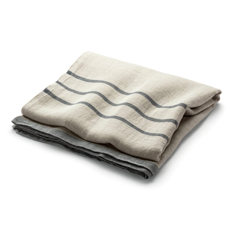 Large Linen Blanket, Ecru-Grey