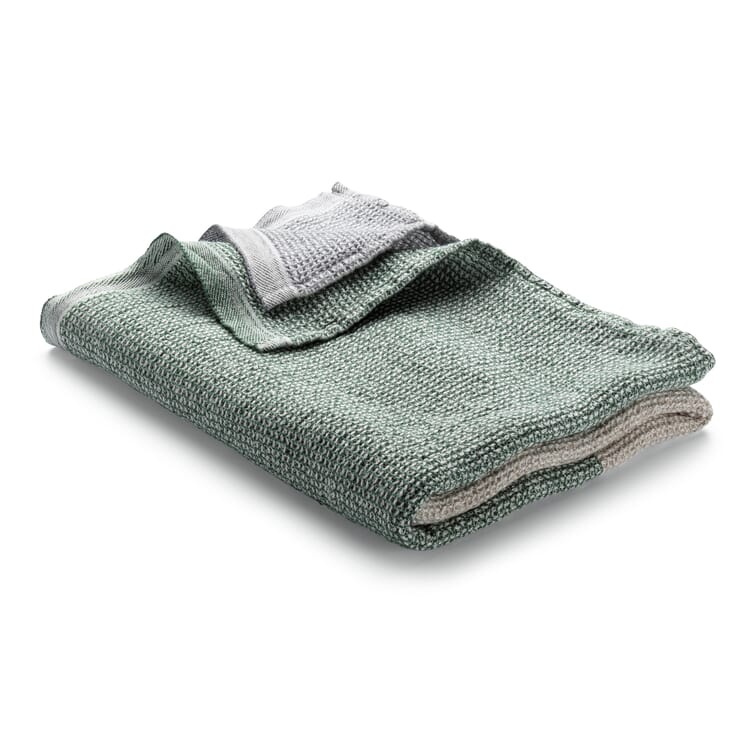 Wafel Piqué Lyocell Linnen Handdoek, Natuurlijk groen-lichtgrijs