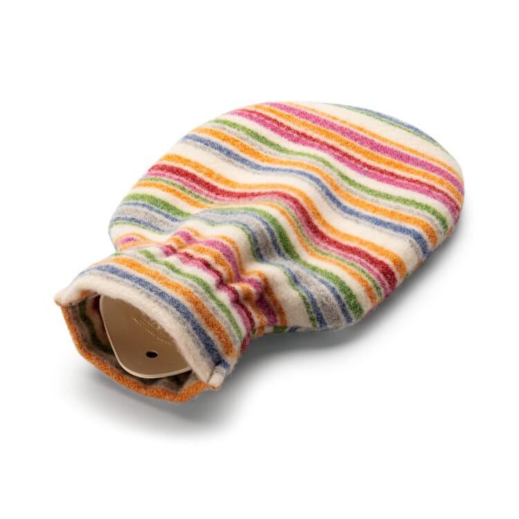 Hot water bottle with merino wool cover, Striped