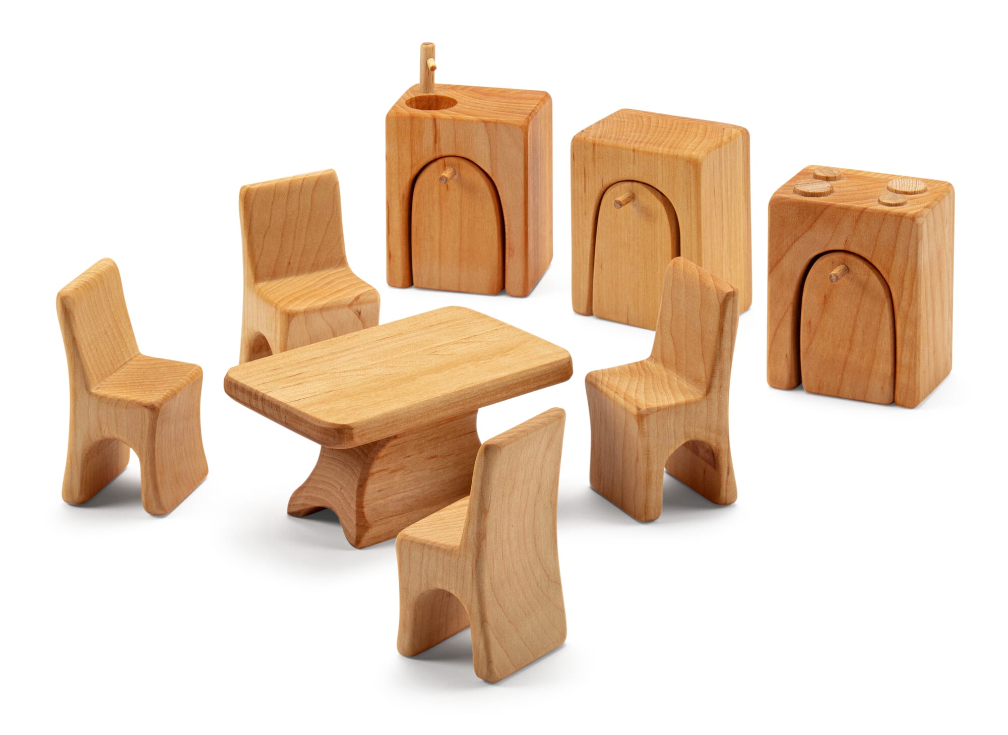 wooden dollhouse furniture set