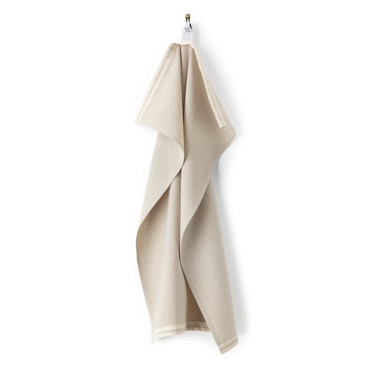 Viskestykke med sildebensmønster, Beige