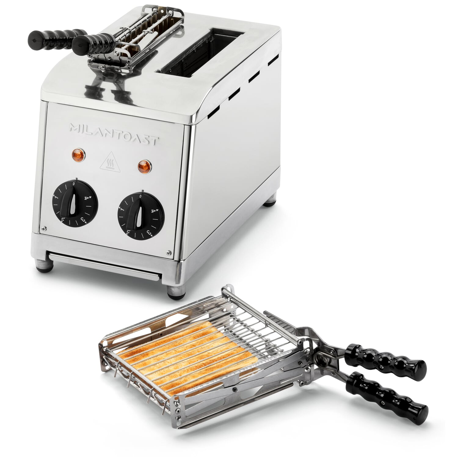 Milantoast Klassischer Sandwichtoaster mit Zangen, Edelstahl, Aluminium